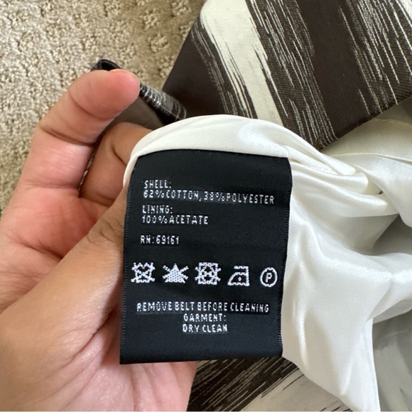 Carlisle sleeveless dress, cowl neck, Brown and white abstract Size 6 - Picture 11 of 16